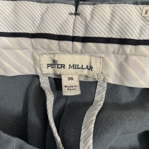 Peter Millar Pants Mens 38x35 Blue Straight Leg Flat Front Preppy - Picture 7 of 8